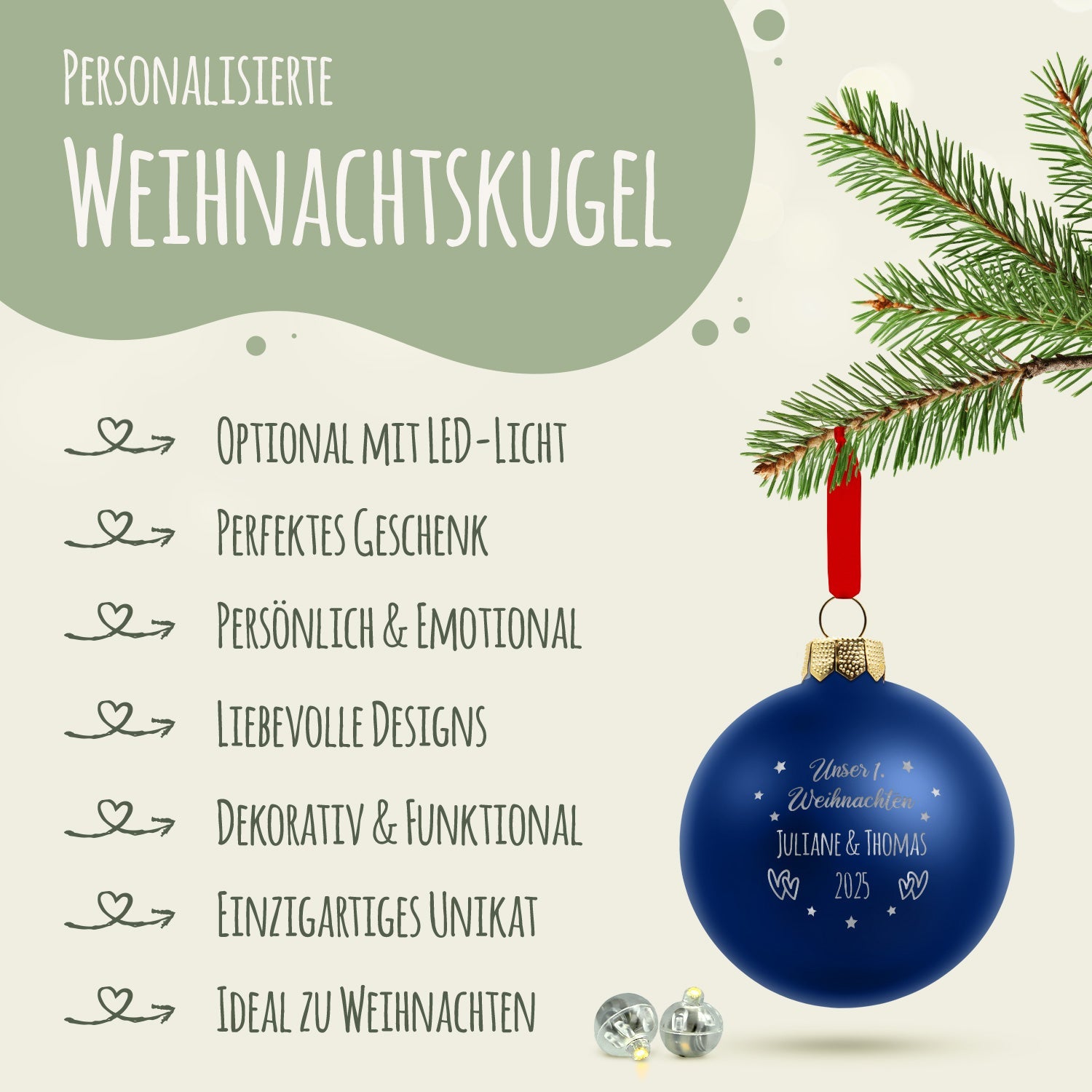 Gravierte Weihnachtskugel - Unser erstes Weihnachten für Paare