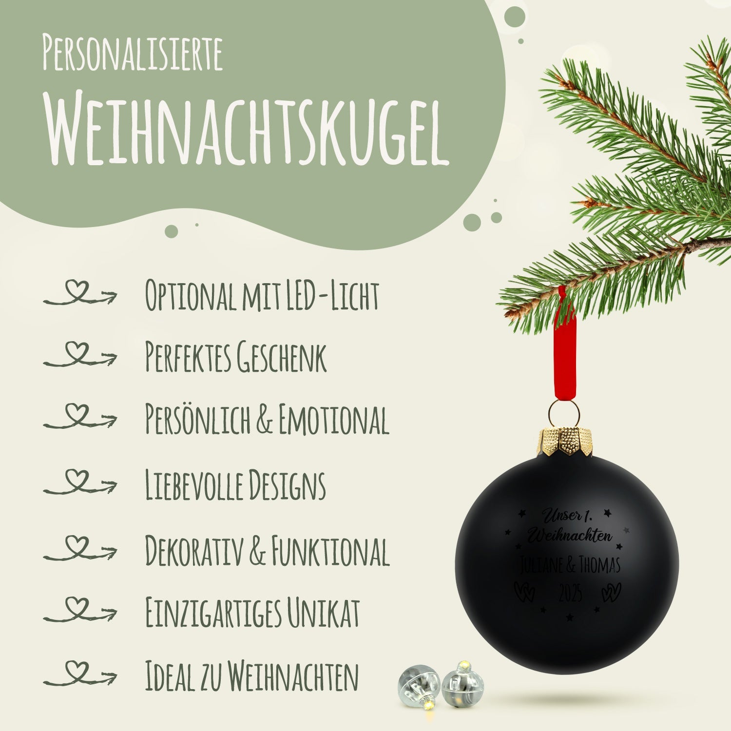 Gravierte Weihnachtskugel - Unser erstes Weihnachten für Paare
