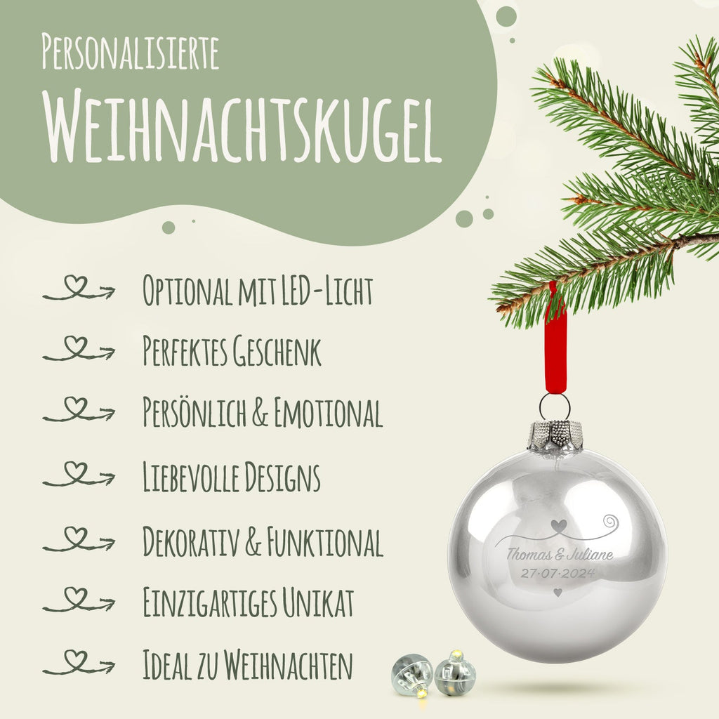 Gravierte Weihnachtskugel - Paar verliebt