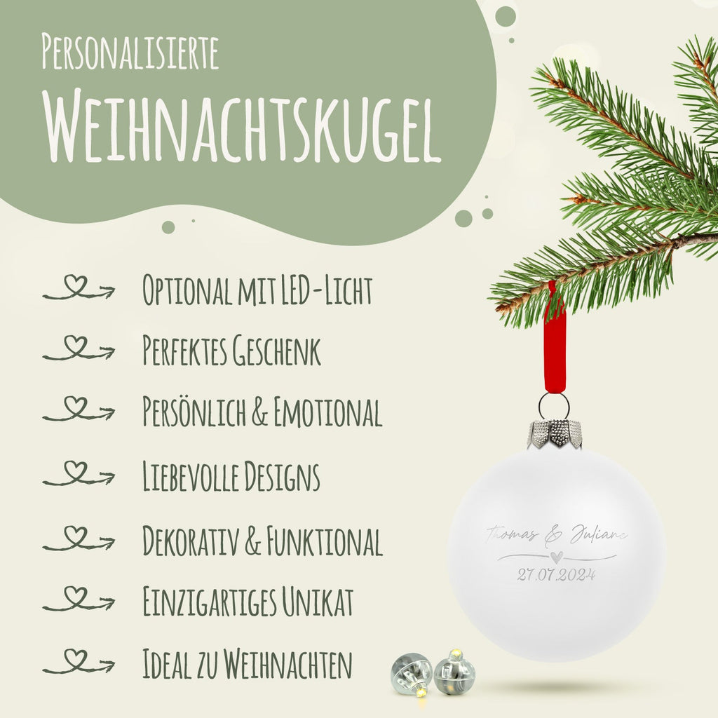 Gravierte Weihnachtskugel - Wedding Love
