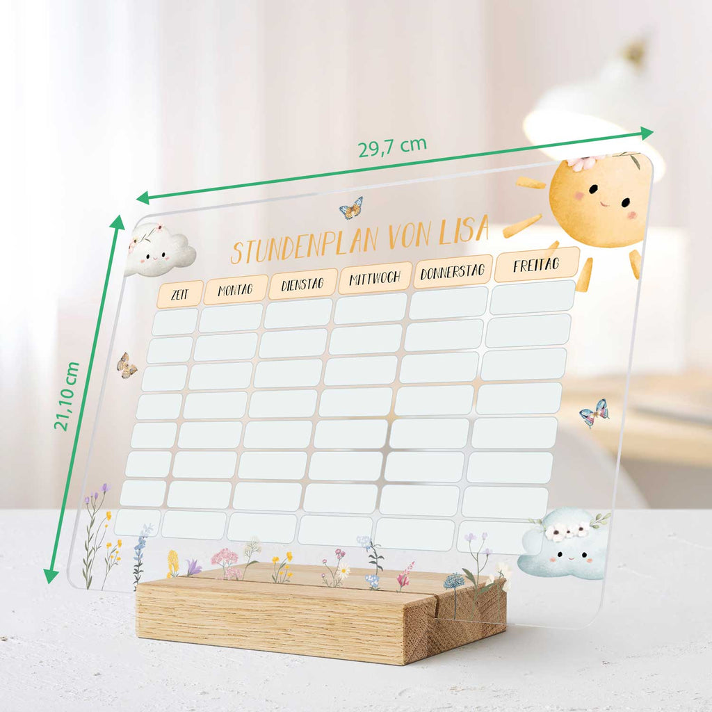 Personalisierter Stundenplan mit Namen in versch. Motiven