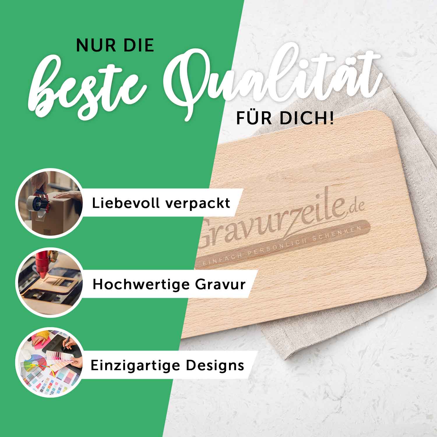 Frühstücksbrettchen aus Holz mit Gravur - "Schön dass es dich gibt"