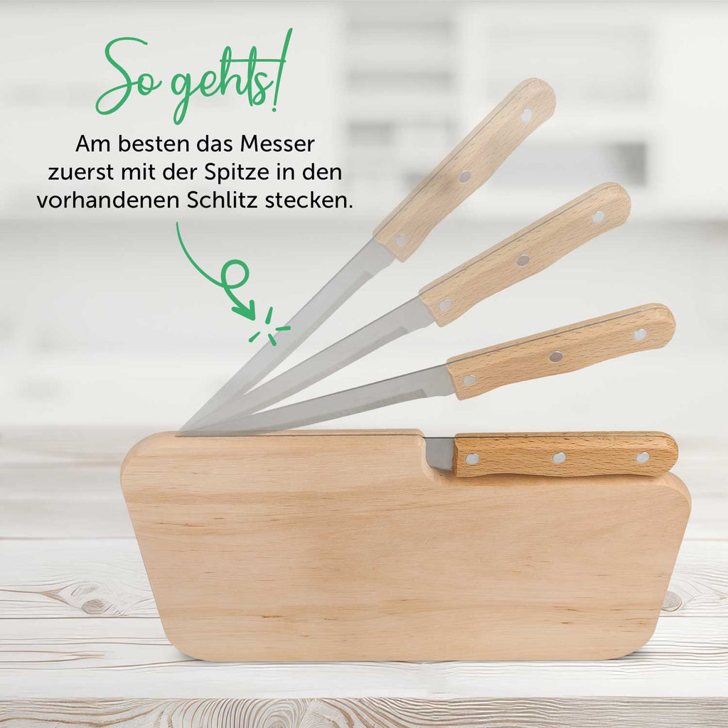 Frühstücksbrettchen mit Gravur - Inklusive Messer - Personalisiert mit Namen