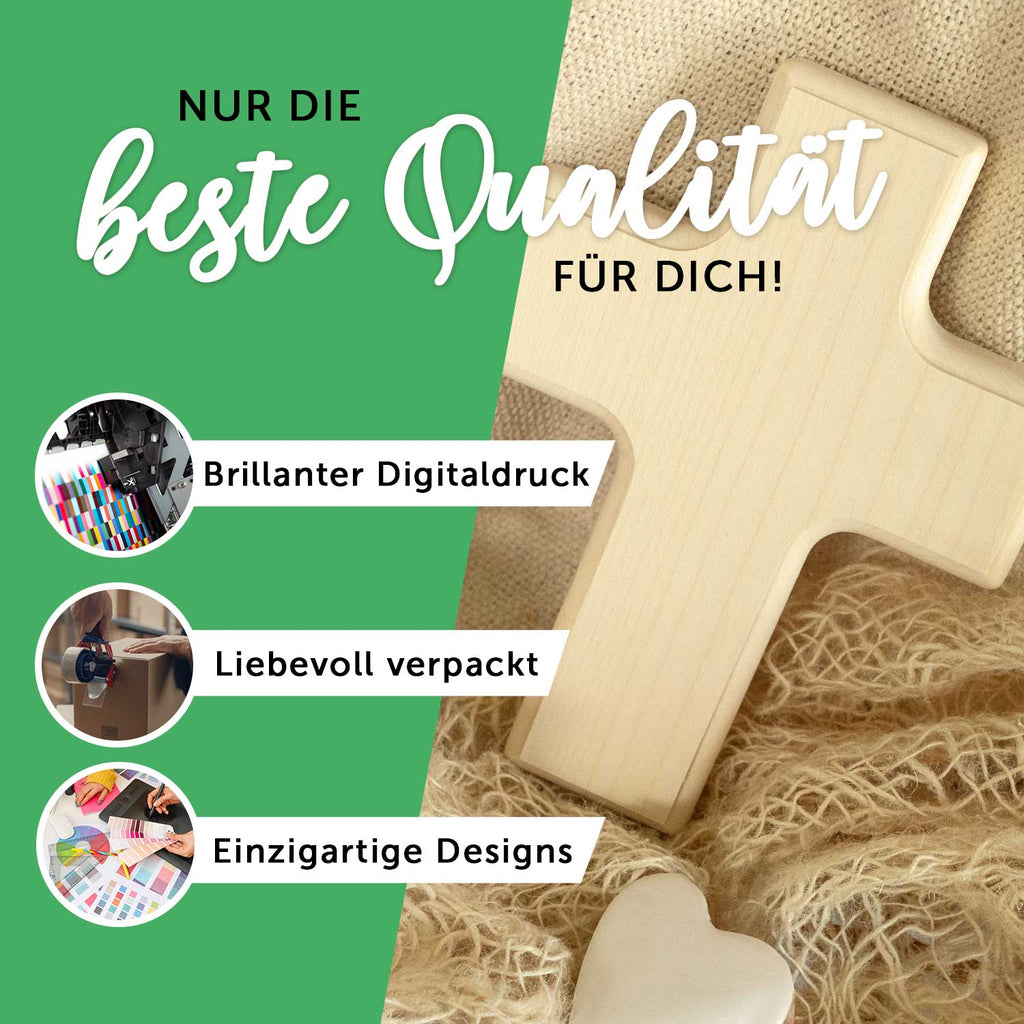 Personalisierbares Holzkreuz zur Taufe Konfirmation oder Kommunion - Arche Design