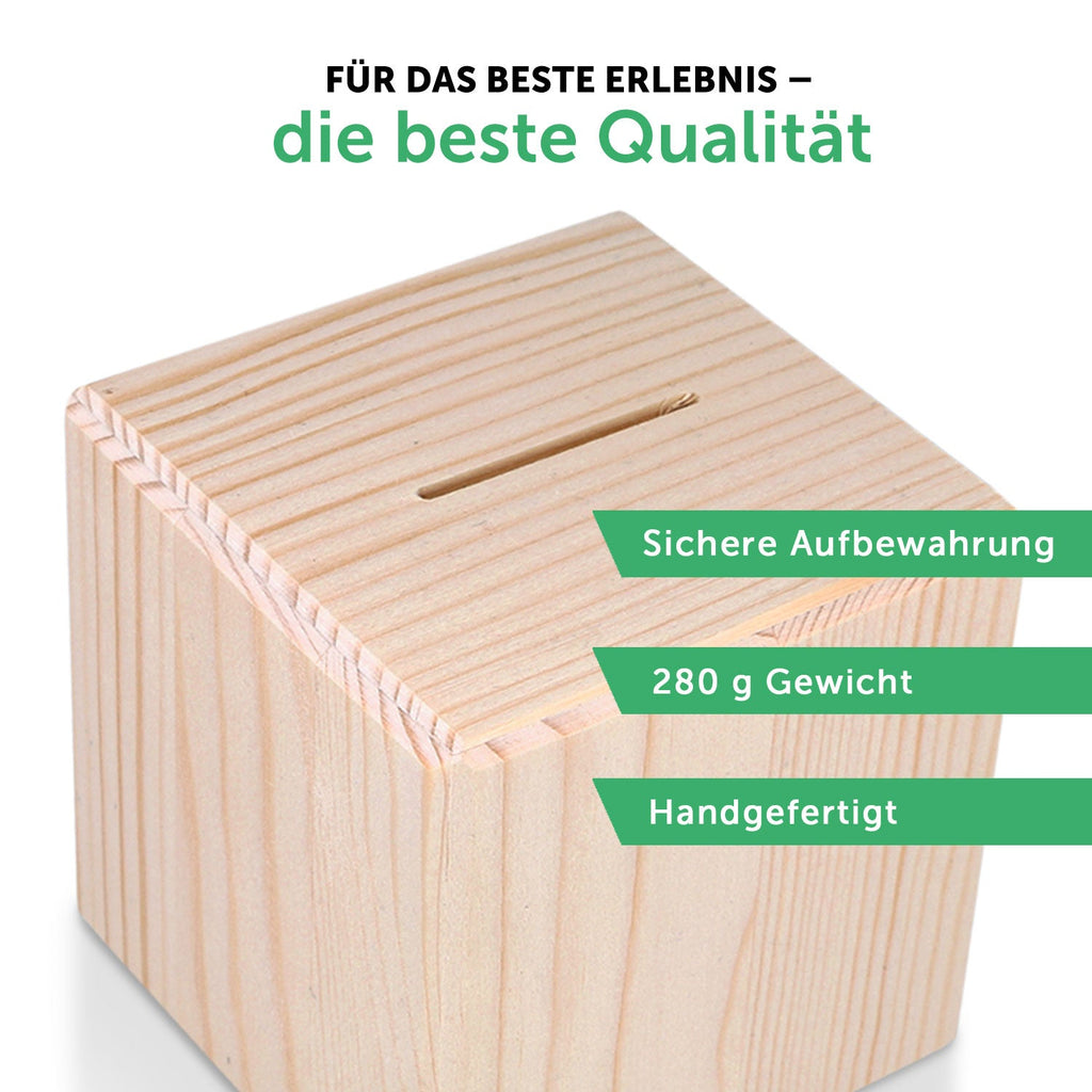 Spardose aus Holz - Farbfleck