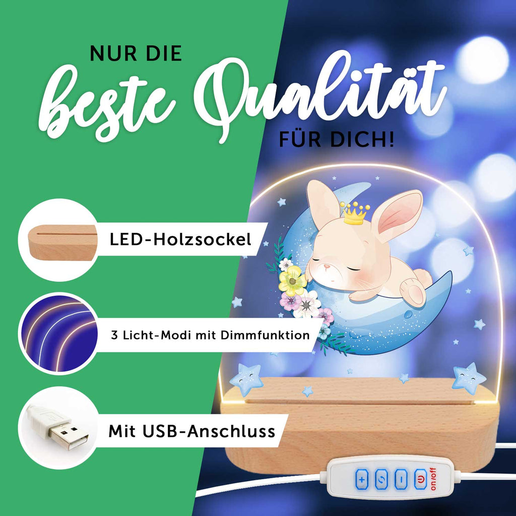 Kinder LED Nachtlicht mit Sockel aus Holz im Löwe Design