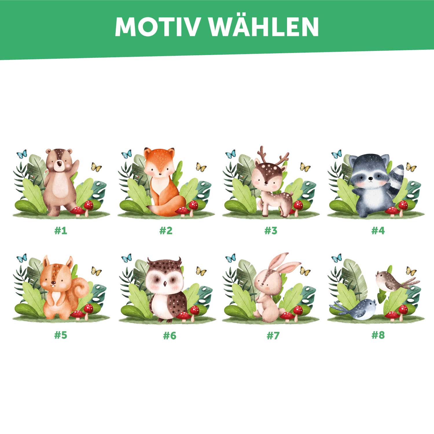 Emaille Tasse für Kinder - Personalisiert mit Namen - Tiergruppe Waldtiere