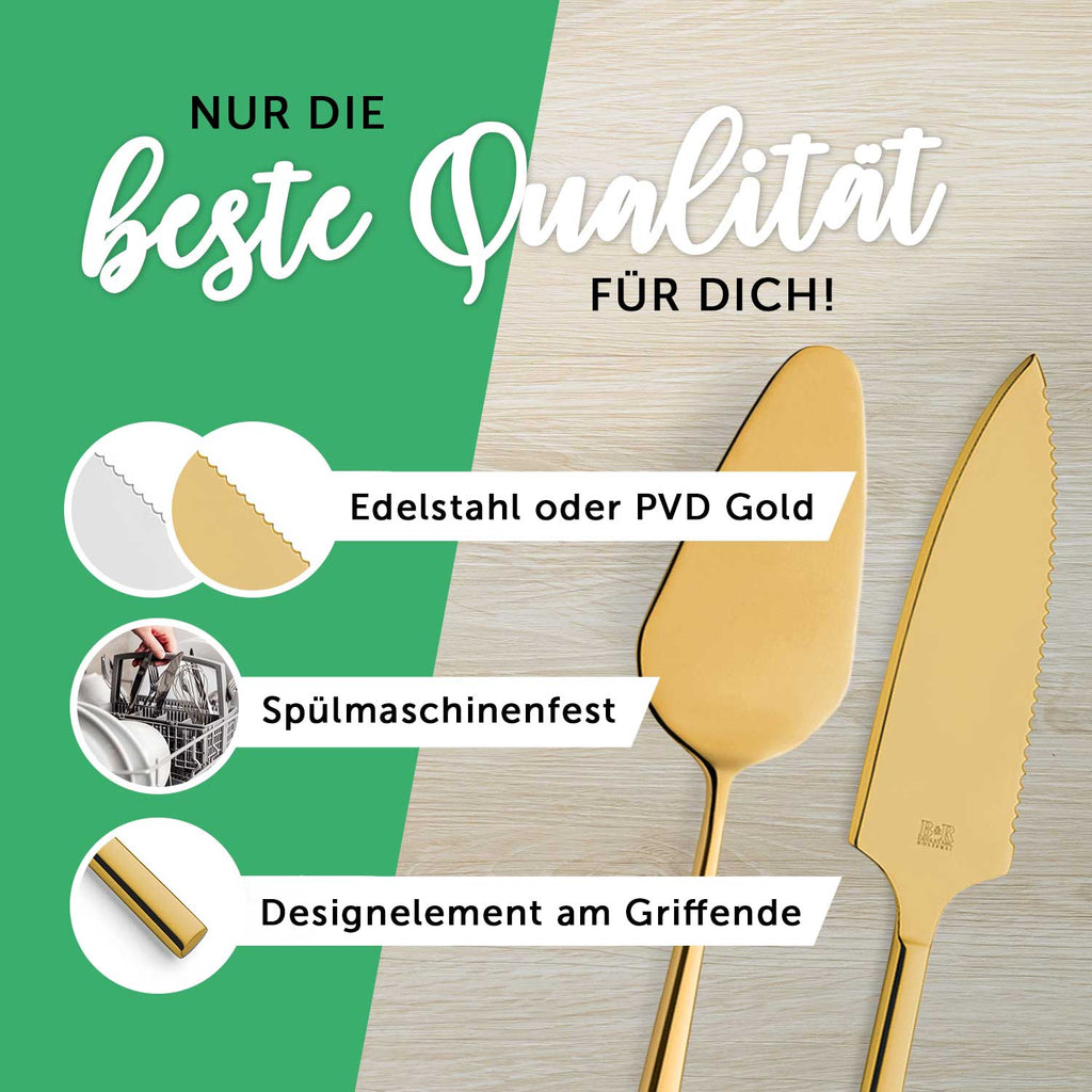 Tortenbesteck im Set - Blumenranke - Mit persönlicher Gravur als Geschenk zur Hochzeit