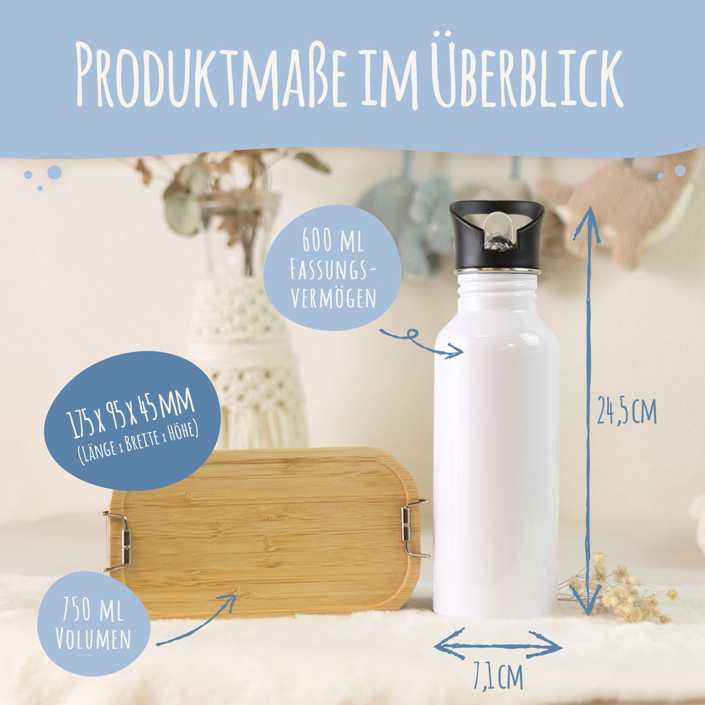 Bedruckte Brotdose & Trinkflasche im Set - Drache