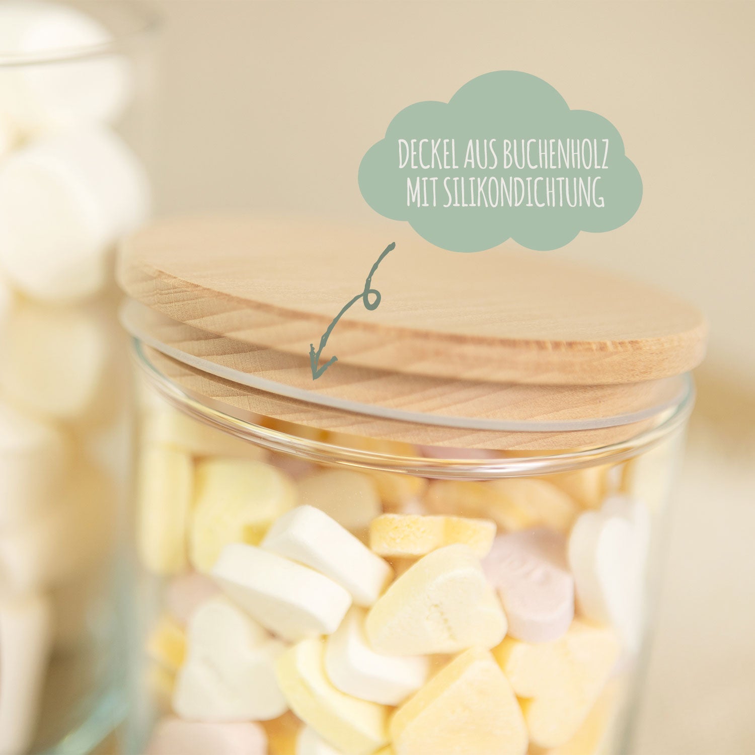 Bedrucktes Vorratsglas mit Holzdeckel - Pastell Flowers