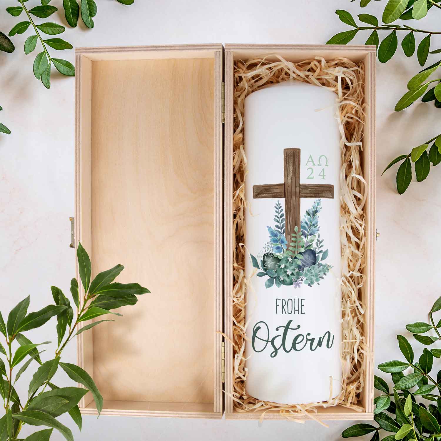 Große Kerze "Frohe Ostern Kreuz"