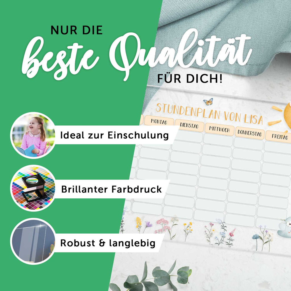 Personalisierter Stundenplan - Regenbogen mit Namen