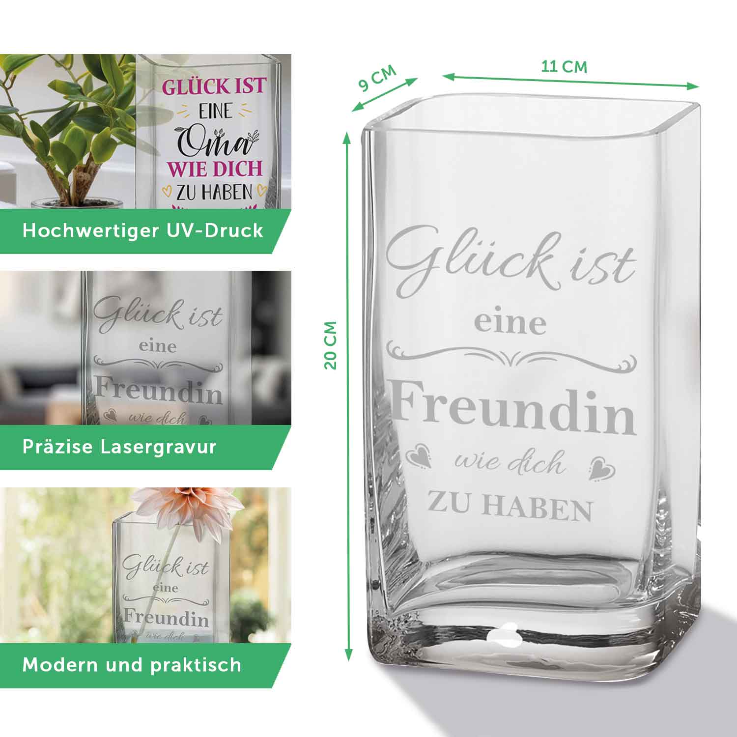 Blumenvase mit UV-Druck - Mama lieb haben - Personalisiert mit Namen - Deko Vase als Geschenk
