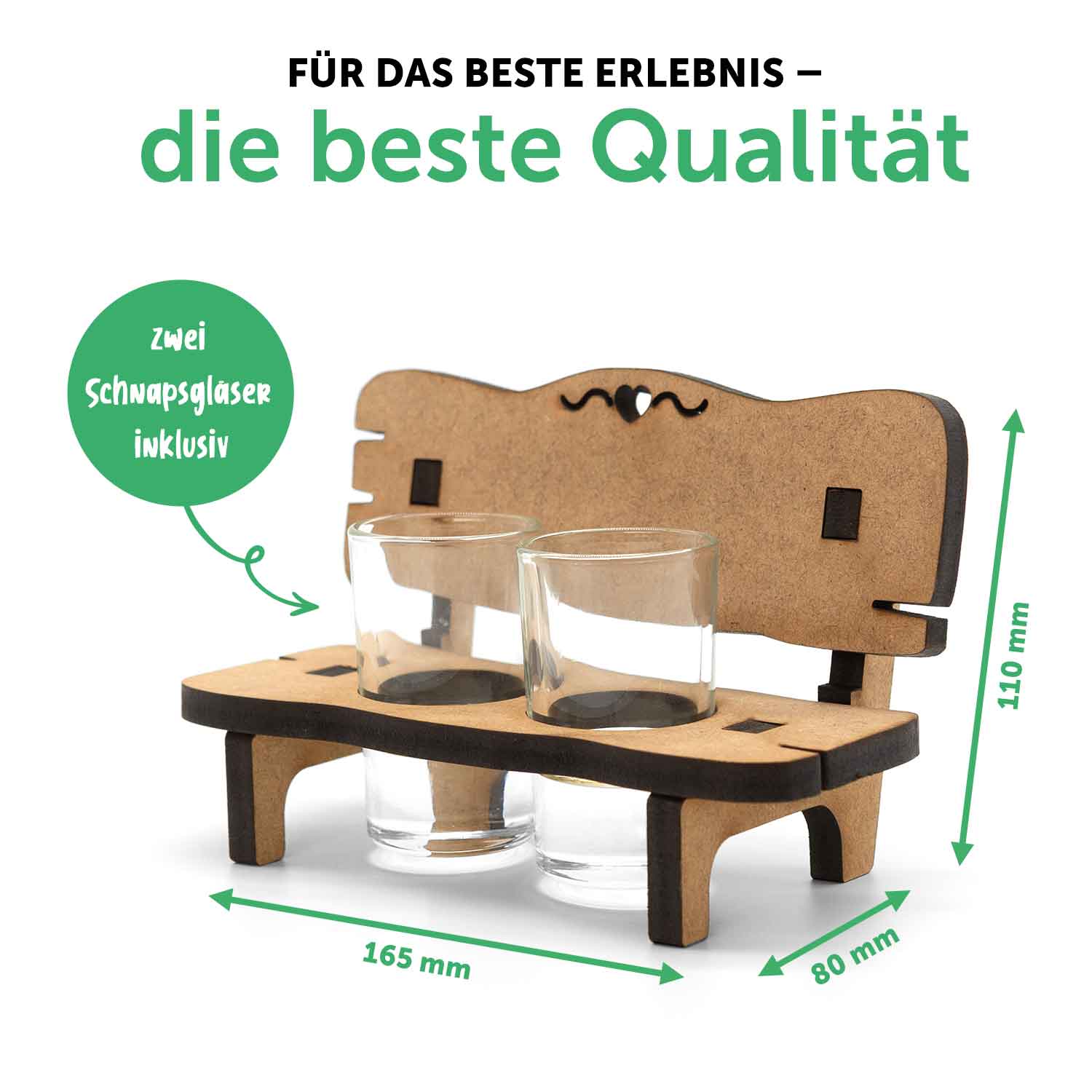 Gravierte Schnapsbank mit Name im Bester Papa Design + 2 Schnapsgläser