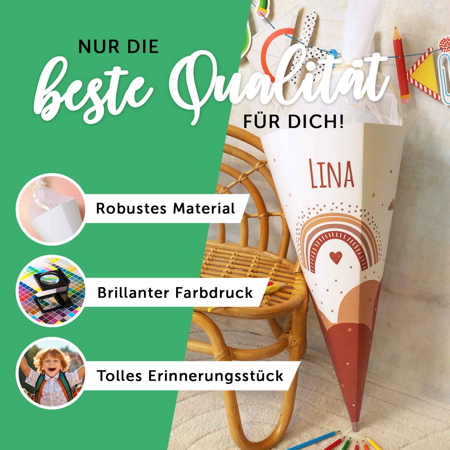 Bedruckte Schultüte mit Namen - Roboter