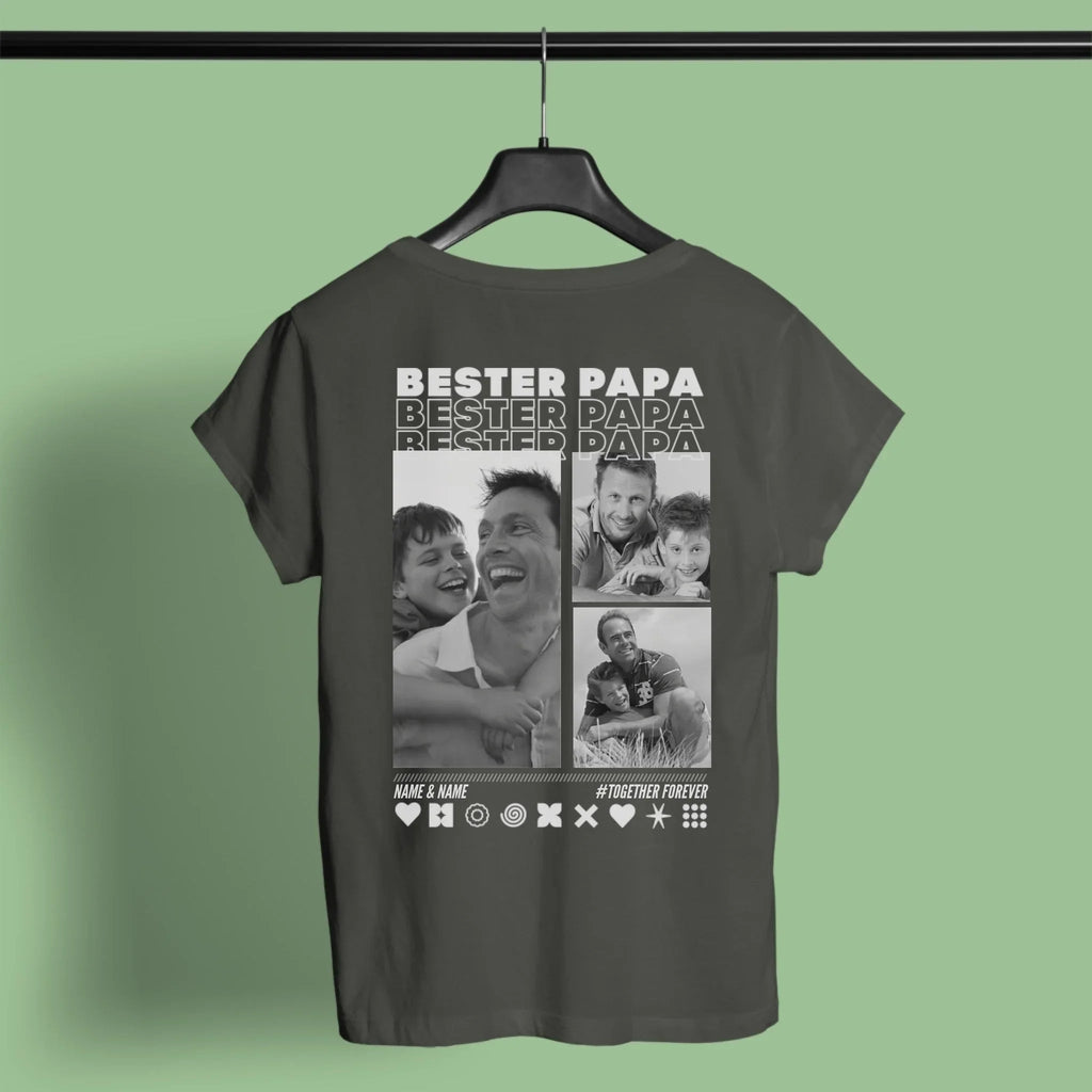PAPA T-Shirt BEST DAD mit Fotos personalisiert