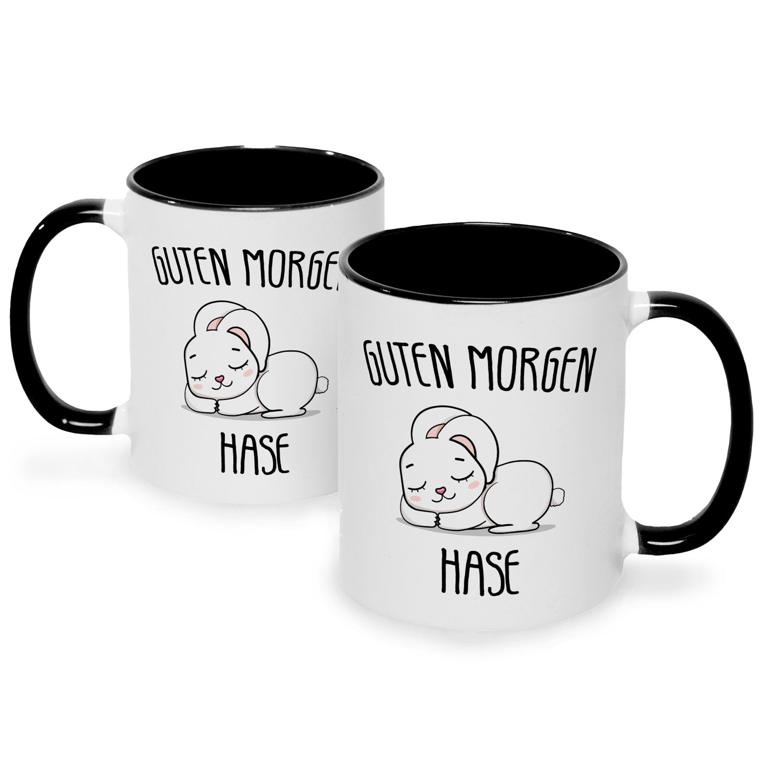 Bedruckte Tasse mit Spruch Guten Morgen Hase