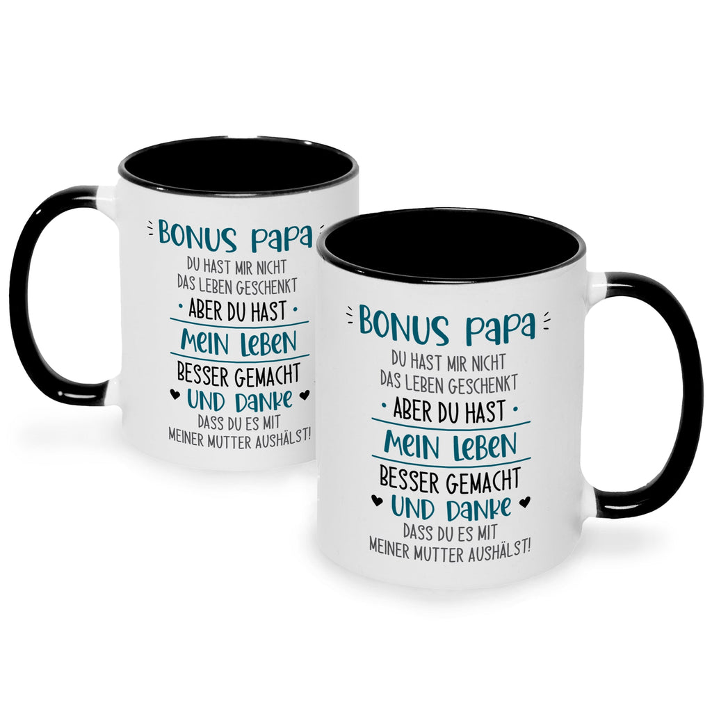Bedruckte Tasse mit Spruch Bonus Eltern