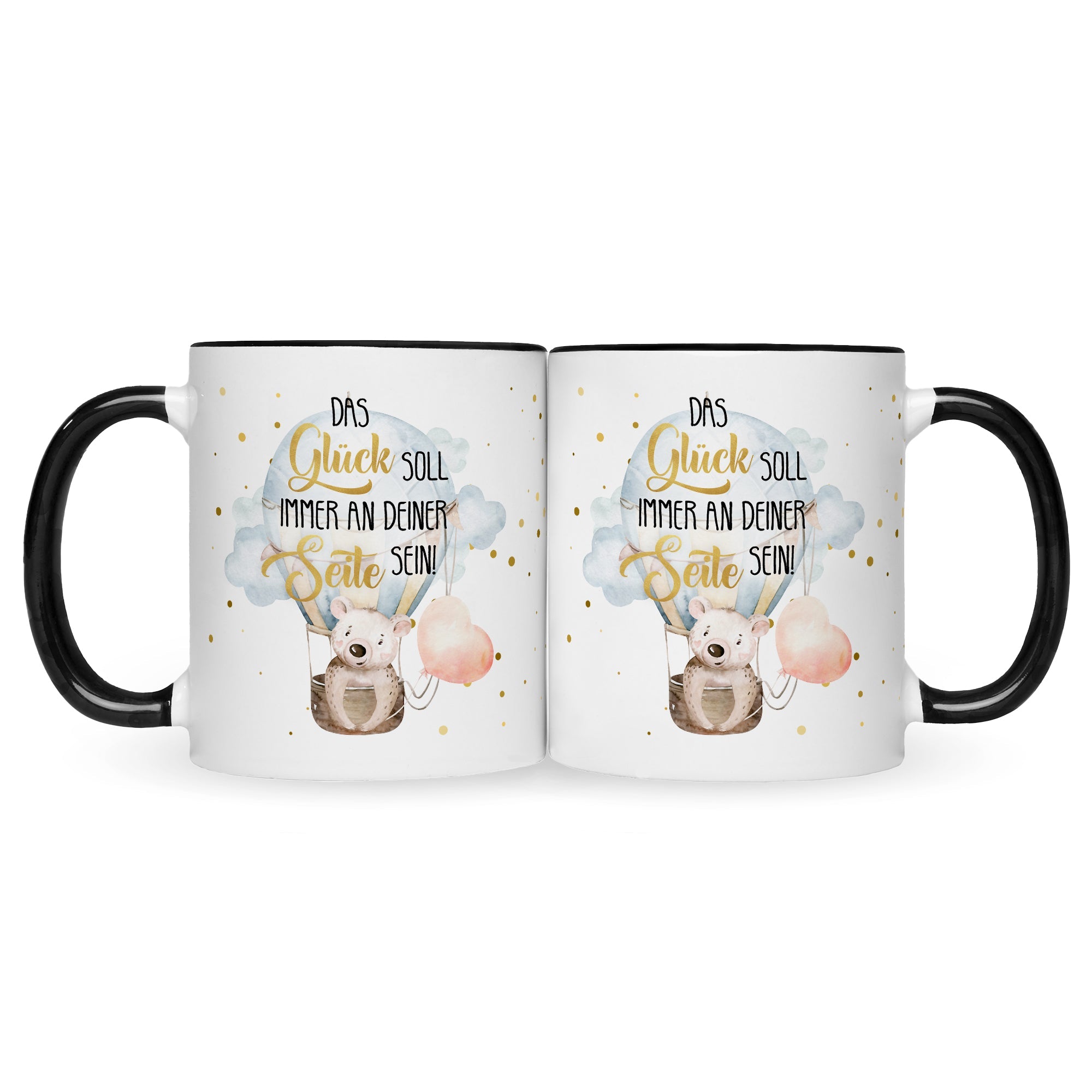 Bedruckte Tasse mit Spruch Glück immer an deiner Seite