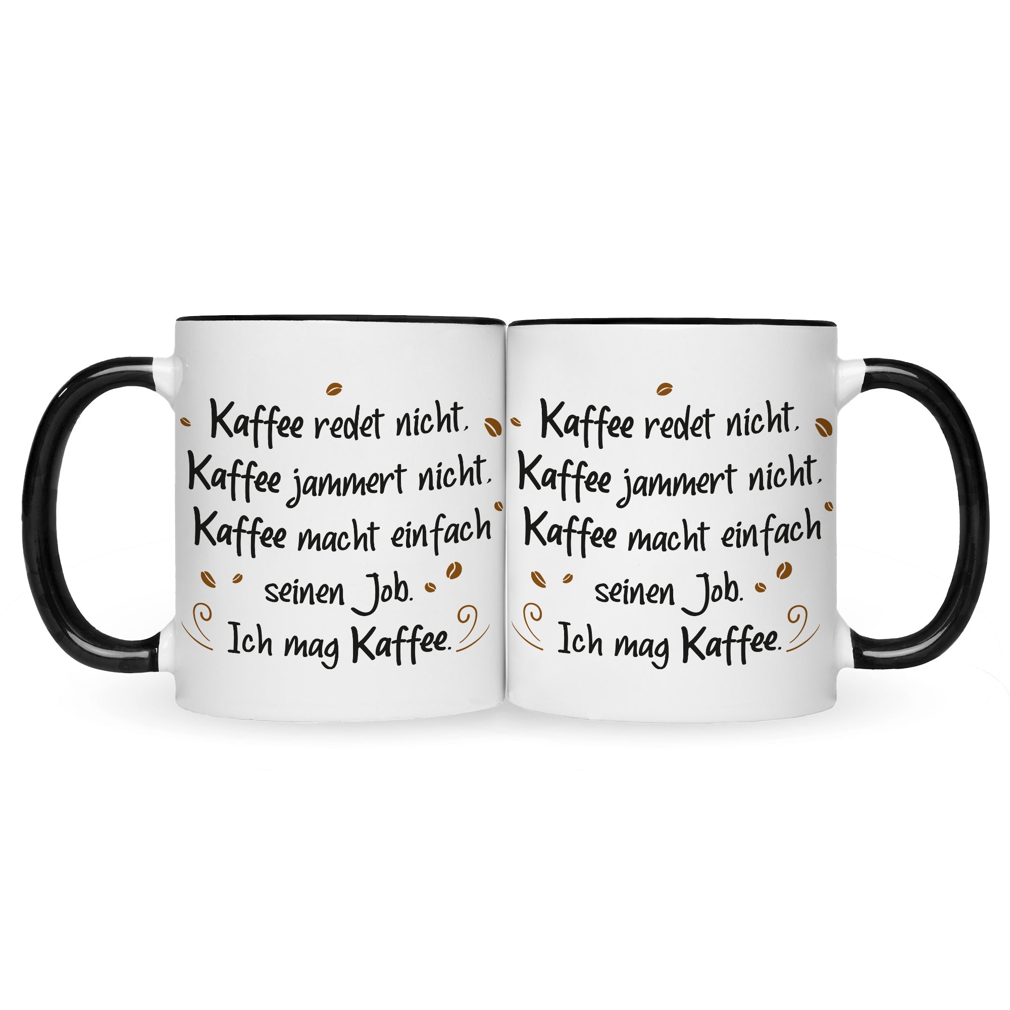 Bedruckte Tasse mit Spruch Kaffee redet nicht