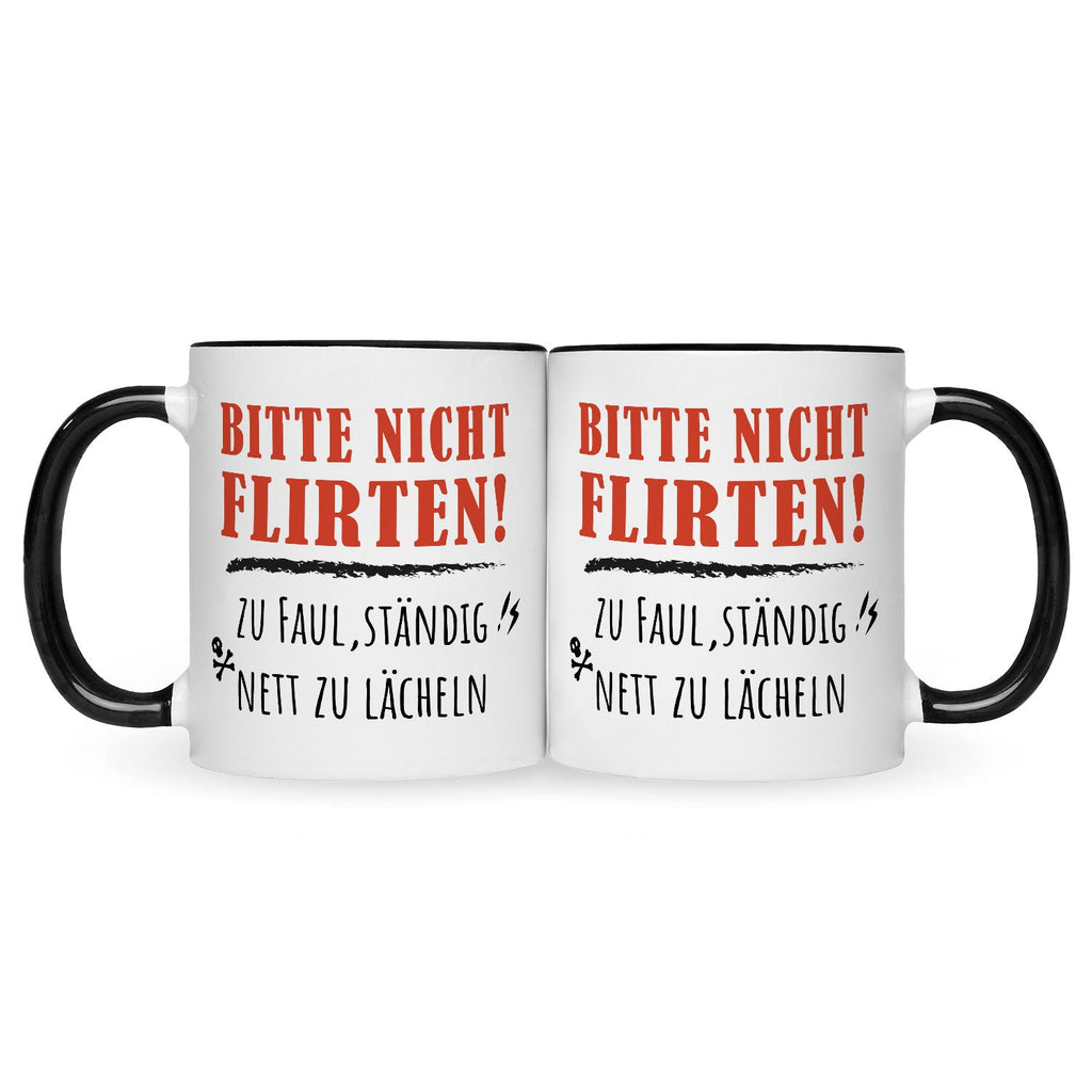 Bedruckte Tasse mit Spruch Bitte nicht Flirten!