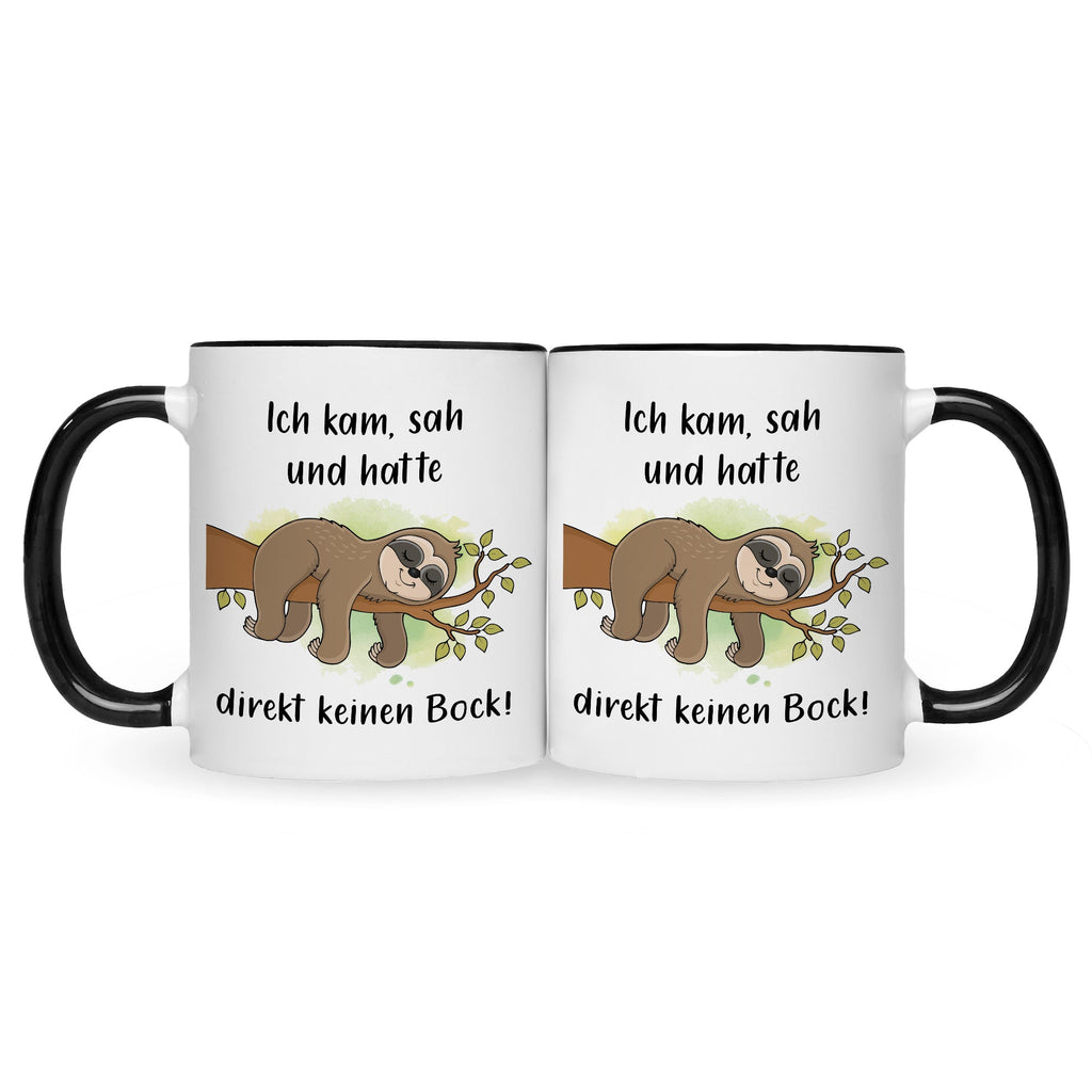 Bedruckte Tasse mit Spruch Ich kam, sah und hatte direkt keinen Bock