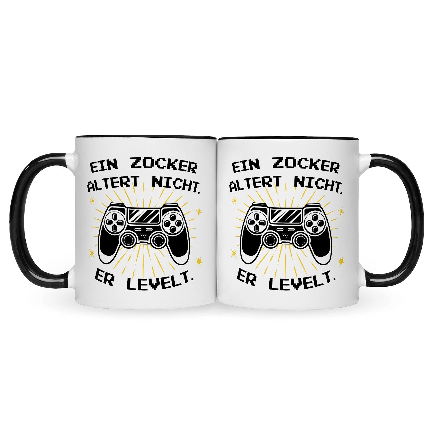 Bedruckte Tasse mit Spruch - Ein Zocker altert nicht er levelt