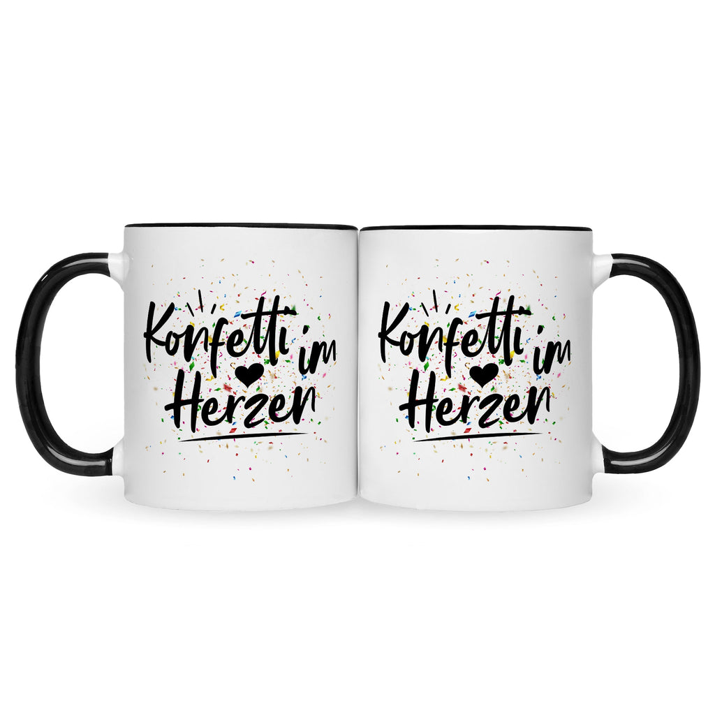 Bedruckte Tasse mit Spruch Konfetti im Herzen
