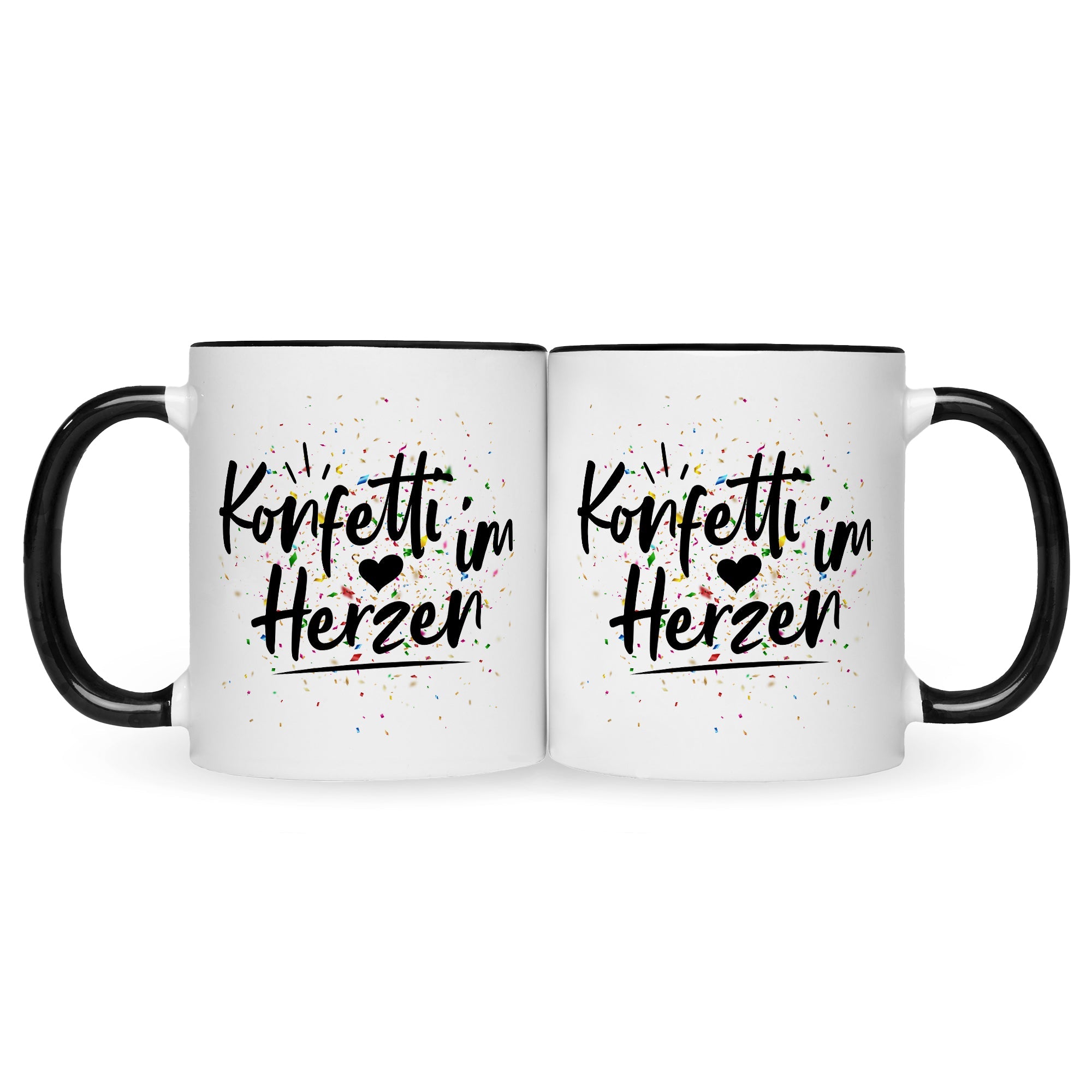 Bedruckte Tasse mit Spruch Konfetti im Herzen