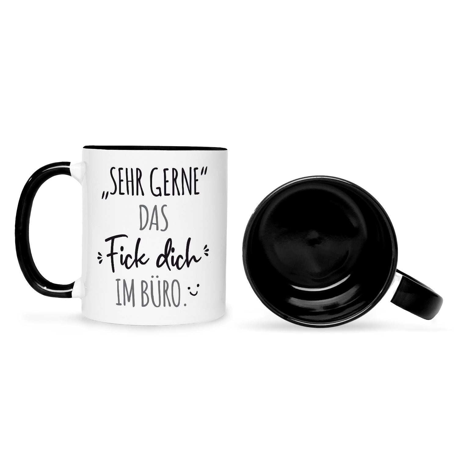 Bedruckte Tasse mit Spruch Das Fick dich im Büro