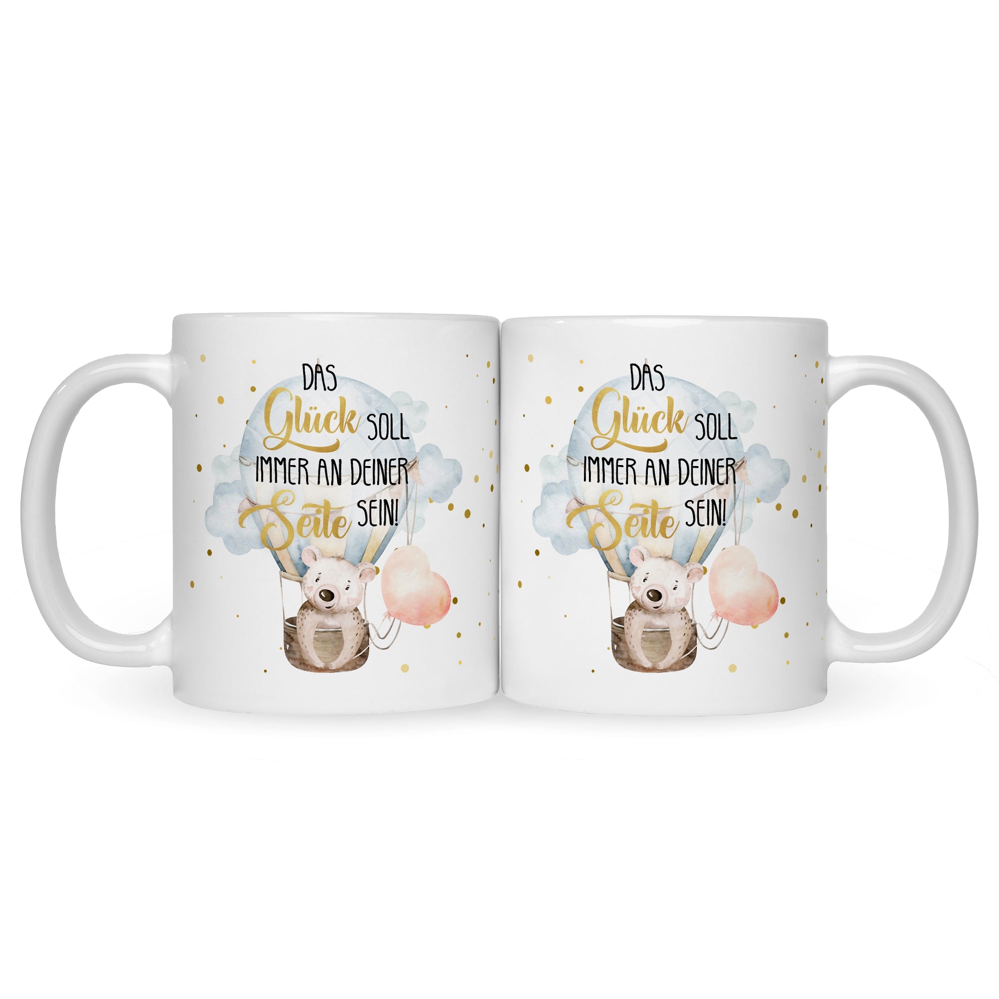 Bedruckte Tasse mit Spruch Glück immer an deiner Seite