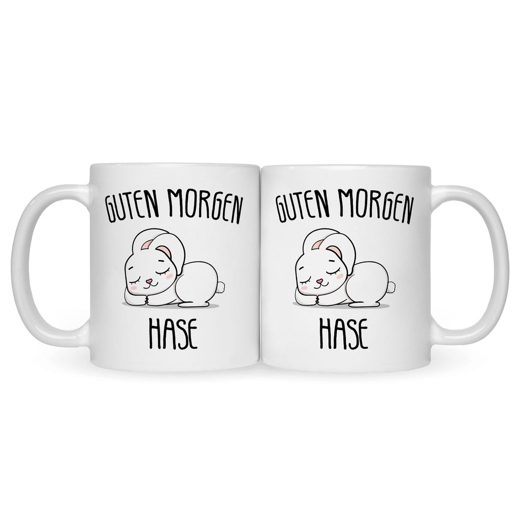Bedruckte Tasse mit Spruch Guten Morgen Hase