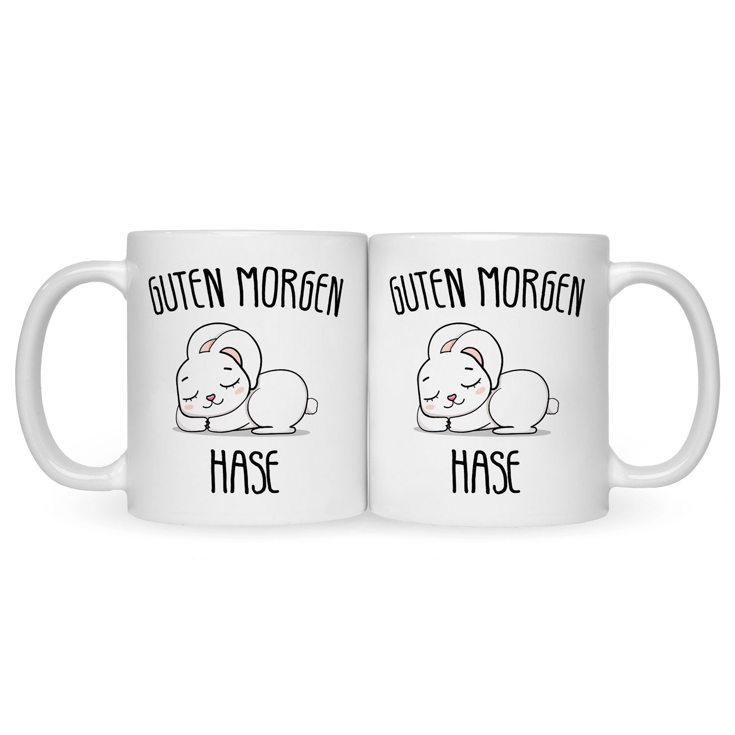 Bedruckte Tasse mit Spruch Guten Morgen Hase