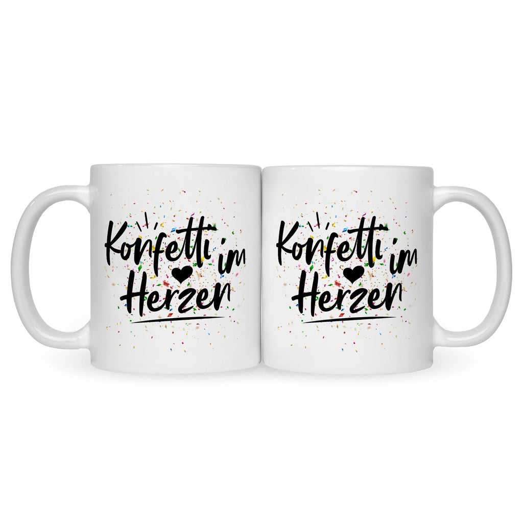Bedruckte Tasse mit Spruch Konfetti im Herzen