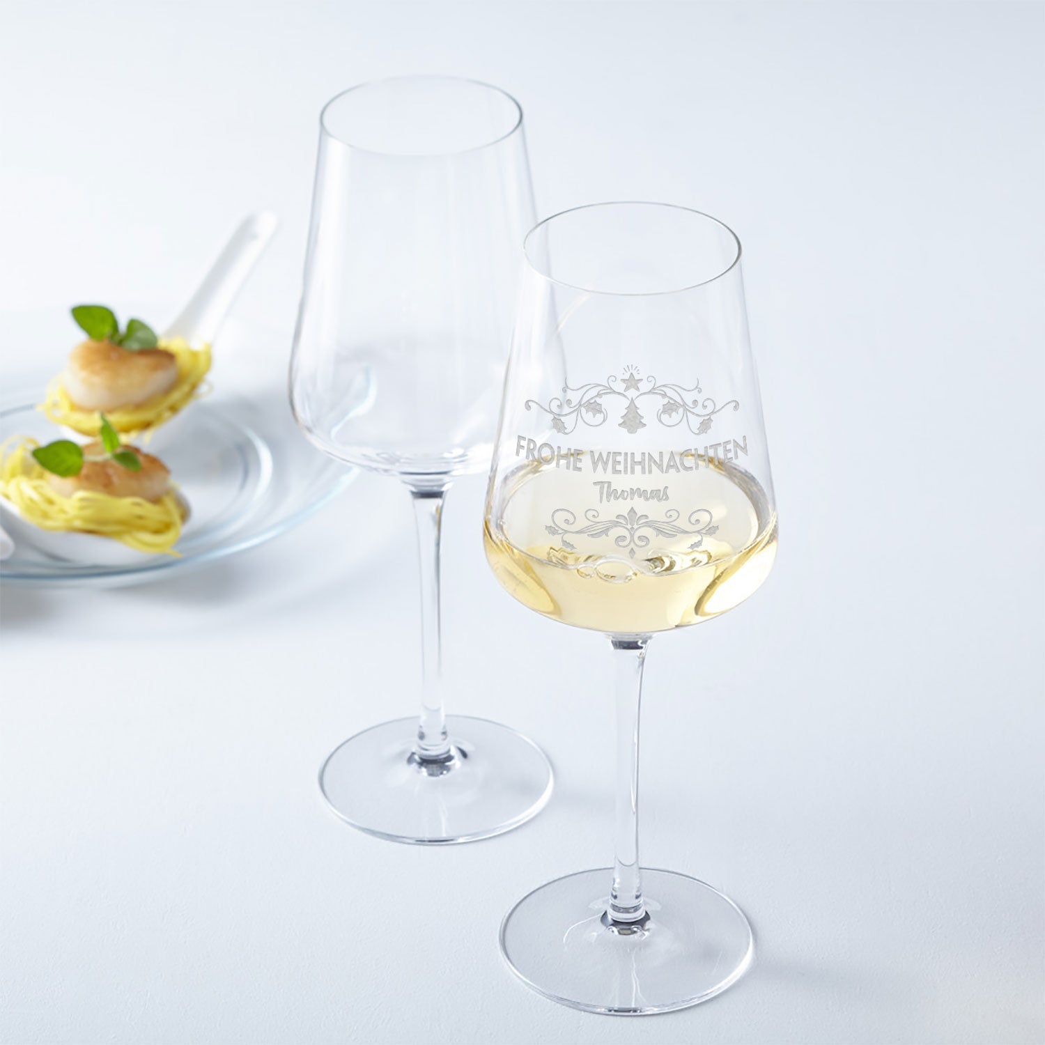 Leonardo Weinglas mit Gravur "Frohe Weihnachten Vintage Swirls"