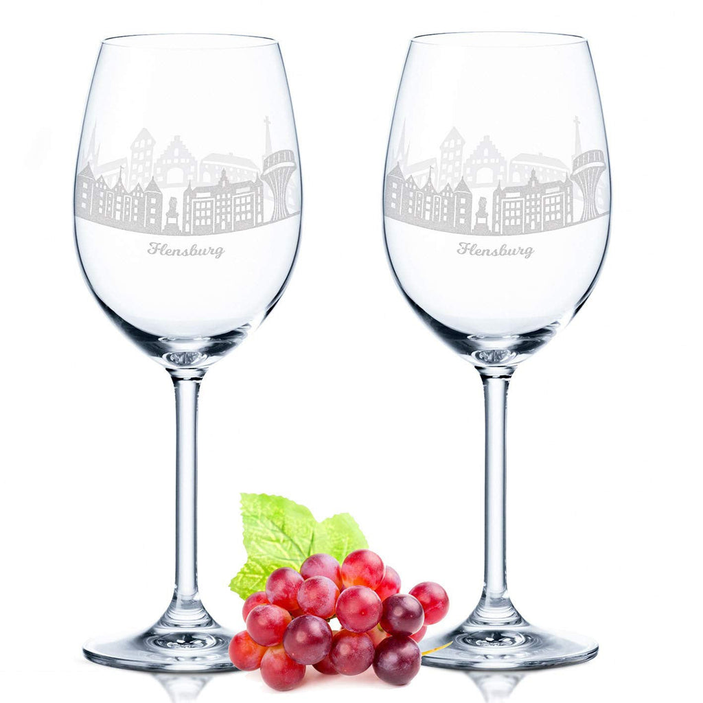 Leonardo Weingläser mit Skyline Flensburg Gravur im Set