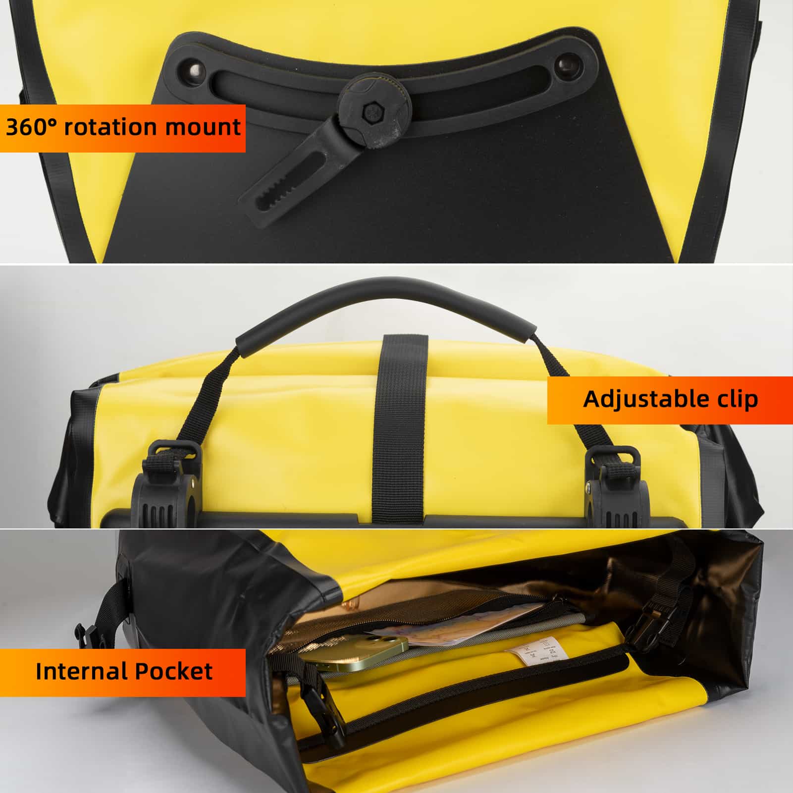 ROCKBROS Gepäckträgertasche 25L-32L 100 % wasserdicht mit Tragegriff