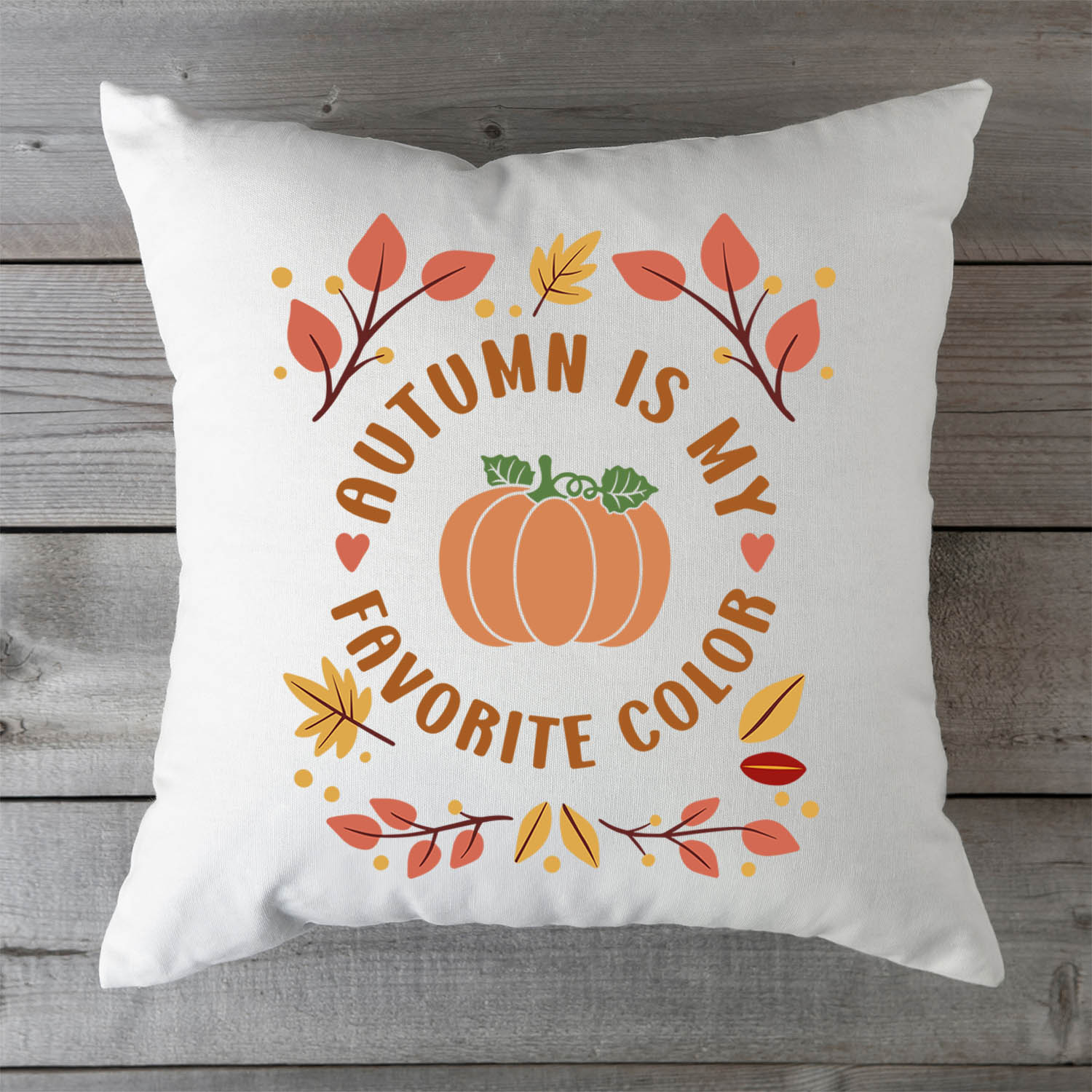 Bedrucktes Kissen mit Spruch Autumn is my favorite color
