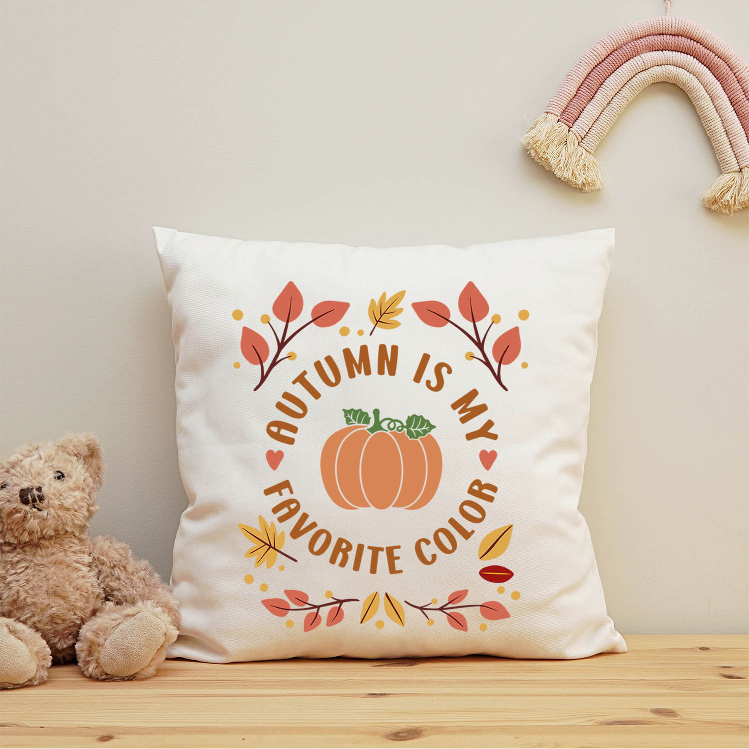 Bedrucktes Kissen mit Spruch Autumn is my favorite color