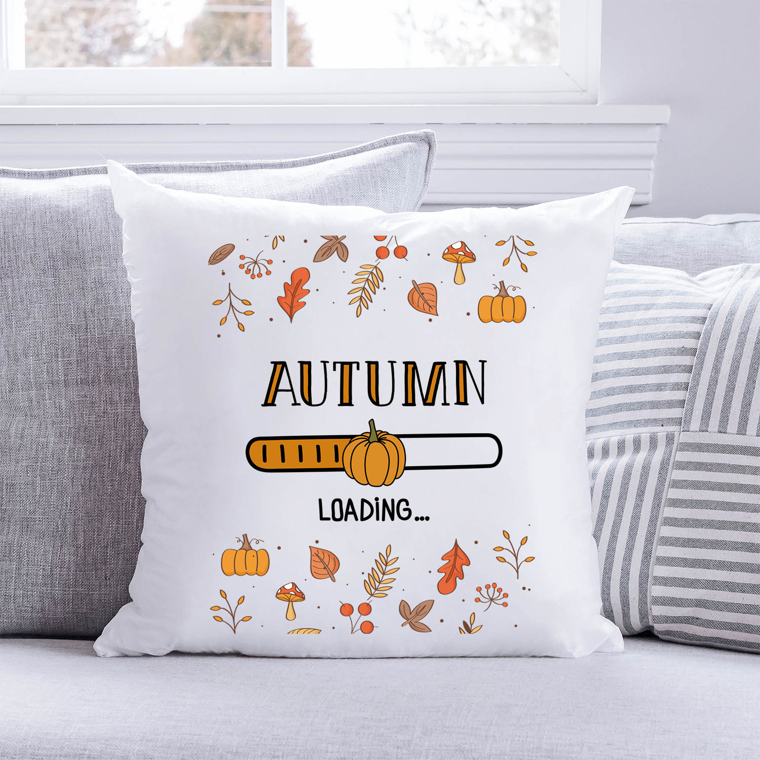 Bedrucktes Kissen mit Spruch Autumn loading