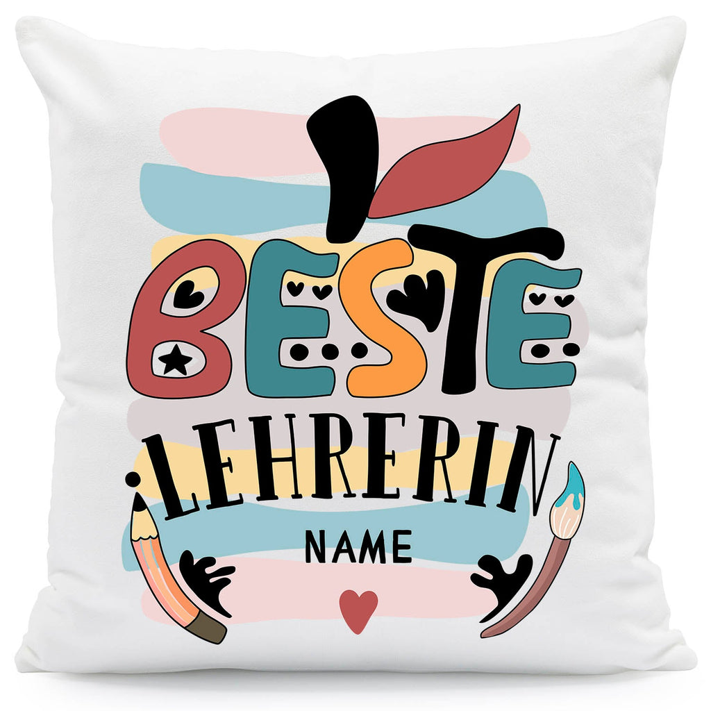 Bedrucktes Kissen mit Motiv "Beste Lehrerin"