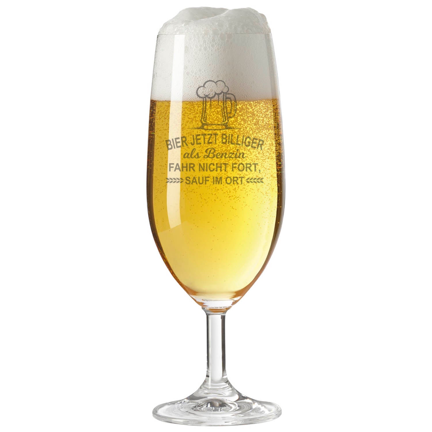 Leonardo Bierglas mit Gravur "Bier jetzt billiger als Benzin"