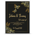 Hochzeitseinladungskarte im Black & Golden Butterflies Design