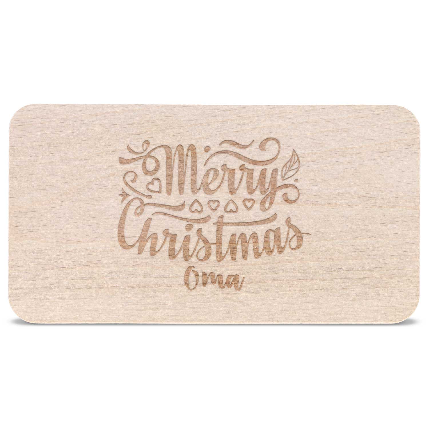 Frühstücksbrettchen aus Holz mit Gravur - Merry Christmas Oma - Weihnachtsdeko