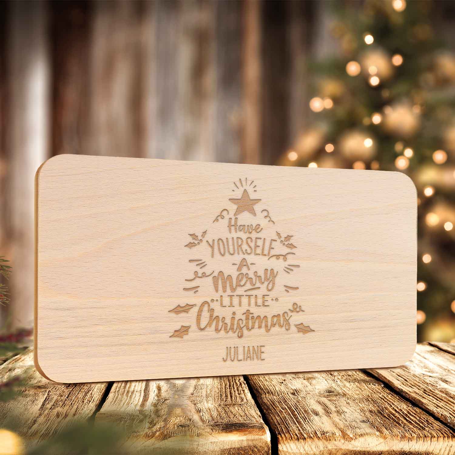 Frühstücksbrettchen aus Holz mit Gravur - Have yourself a merry little Christmas - Weihnachtsdeko
