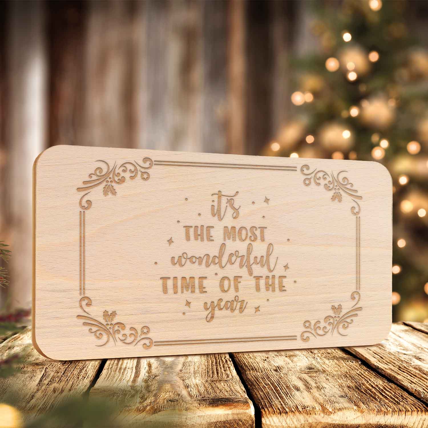 Frühstücksbrettchen aus Holz mit Gravur - it´s the most Wonderful time of the Year - Weihnachtsdeko