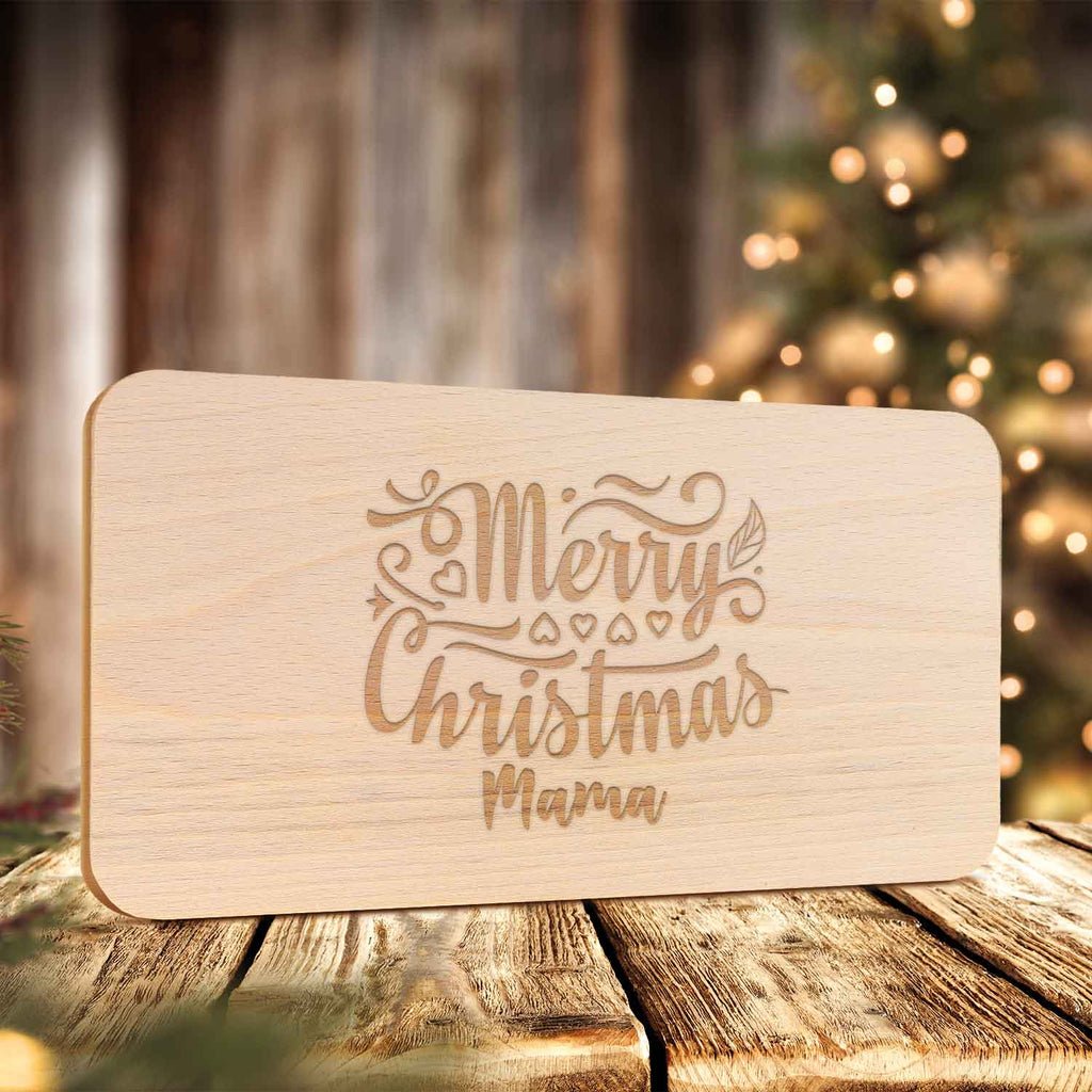 Frühstücksbrettchen aus Holz mit Gravur - Merry Christmas Mama - Weihnachtsdeko