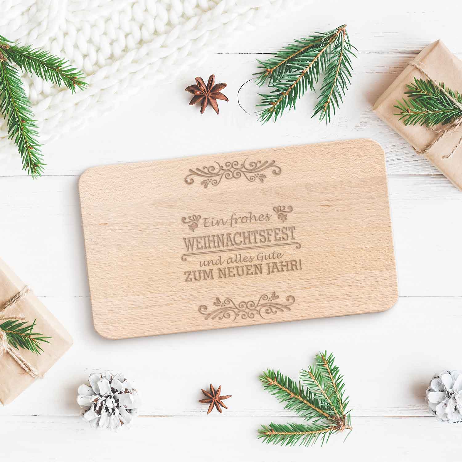 Frühstücksbrettchen aus Holz mit Gravur - Ein frohes Weihnachtsfest - Weihnachtsdeko