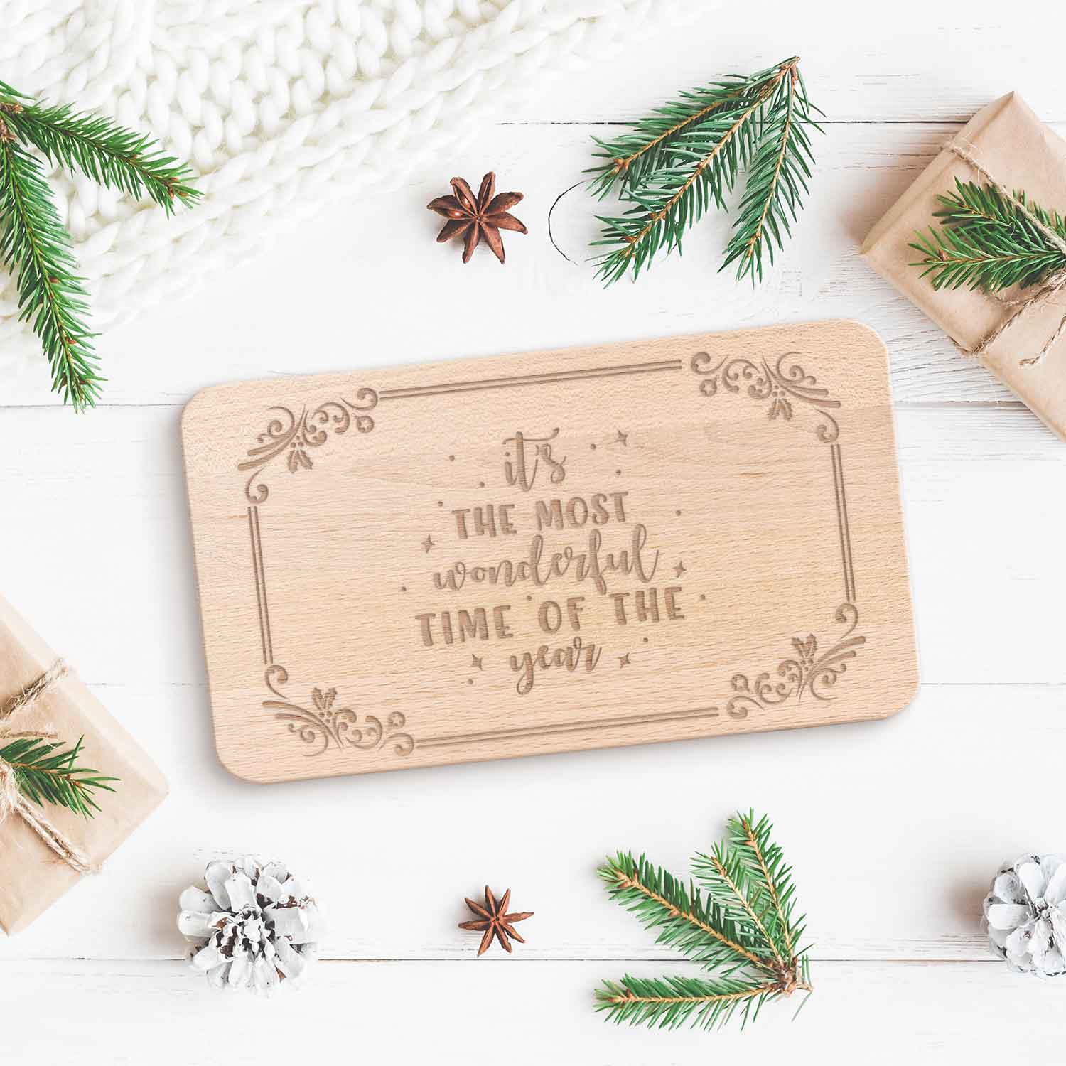 Frühstücksbrettchen aus Holz mit Gravur - it´s the most Wonderful time of the Year - Weihnachtsdeko