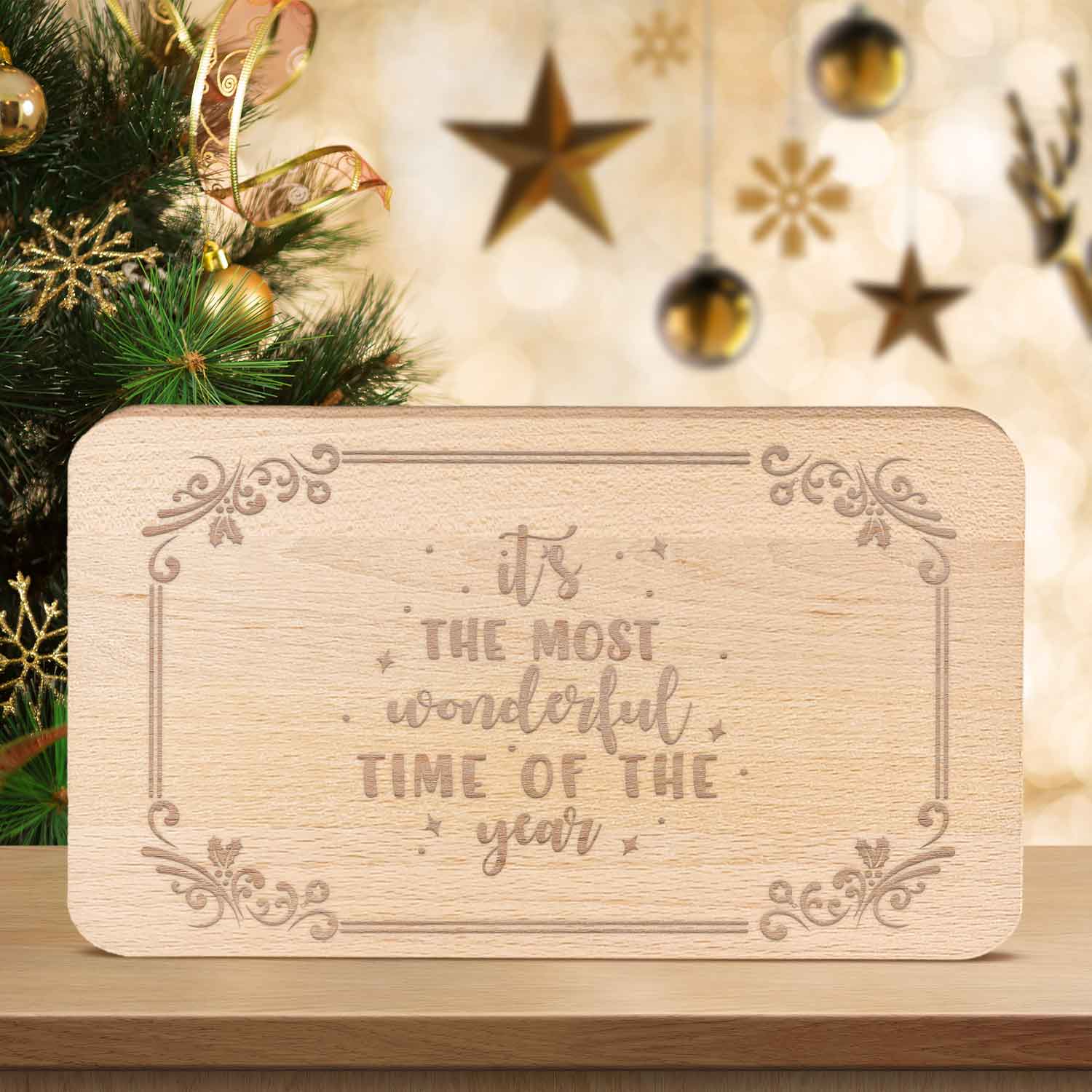 Frühstücksbrettchen aus Holz mit Gravur - it´s the most Wonderful time of the Year - Weihnachtsdeko